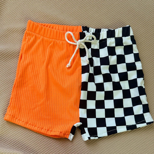 Duo Tone Orange + Check 12-18 Months Summer Shorts