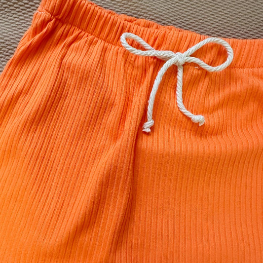 Neon Orange Ribbed 2T Summer Shorts