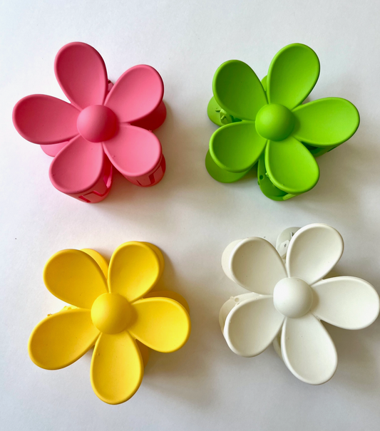 Bright Solid Flower Claw Clips